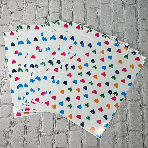 Poly Mailers 50 Pack 10x13 Colorful Hearts Design Pink Blue Orange Green - Picture 2 of 7